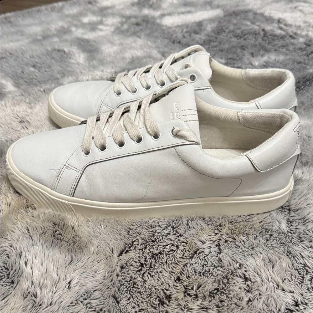 Sam Edelman Eyhyl Lace‎ Up Low Top White Leather Sneakers Women's 9.5 Timeless - Picture 3 of 8